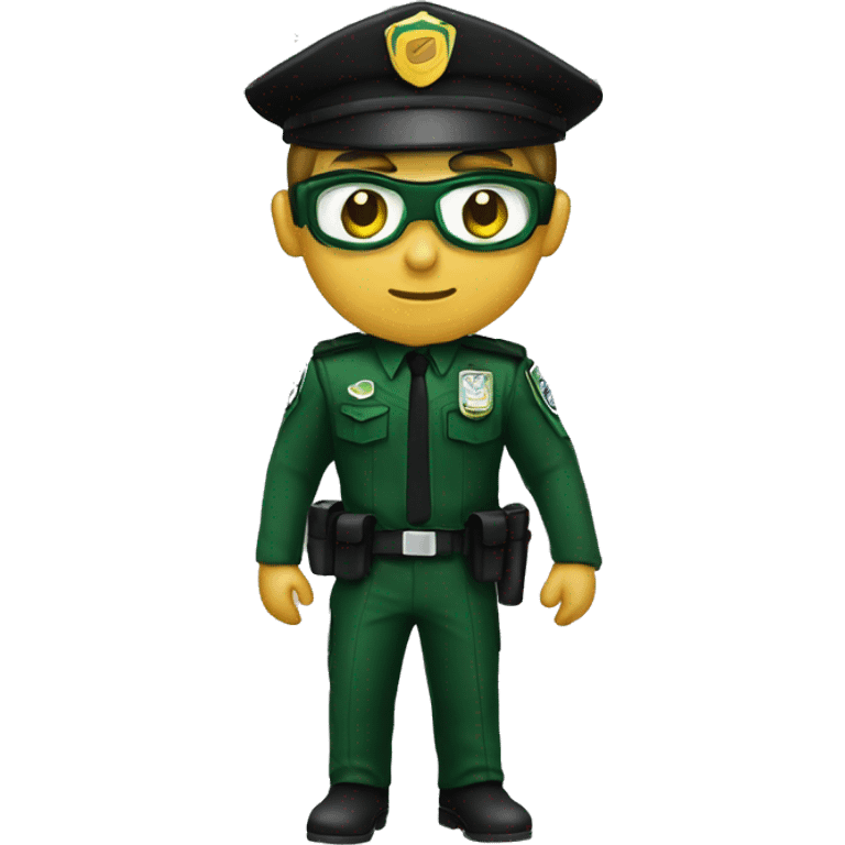 Agente de trânsito usando farda preto e verde emoji