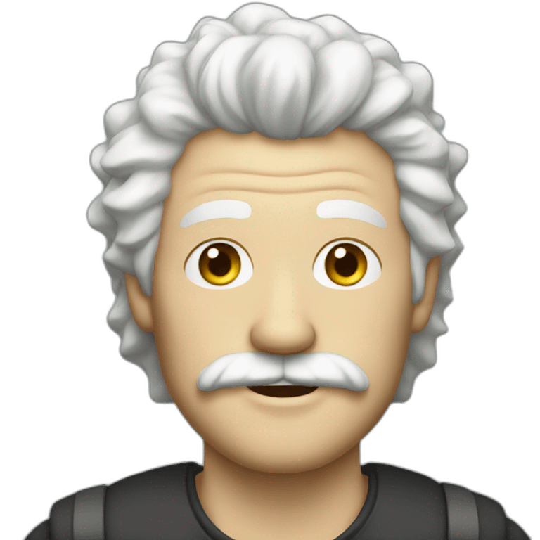 White male with moustache and crazy white hair emoji