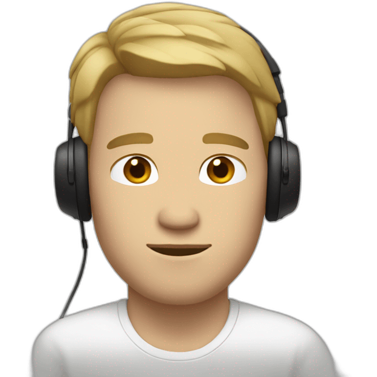 WHITE MAN WITH DARK BLONDE LOW HAIR, RELAXED FACE, CLOSED EYES AND A BLACK HEADPHONE emoji