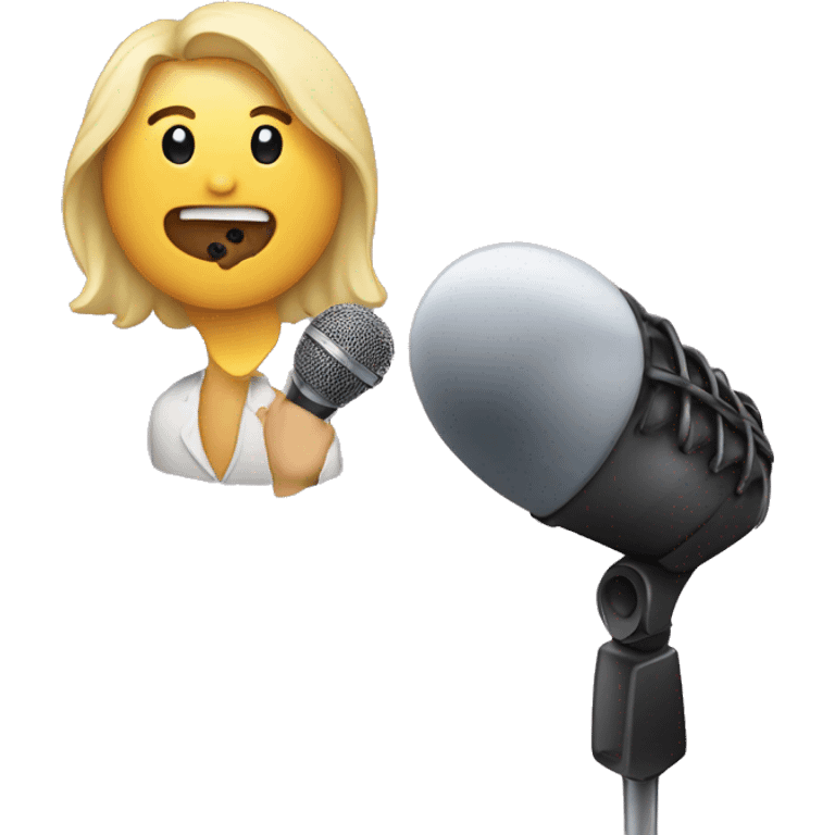 someone singing with a microphone emoji