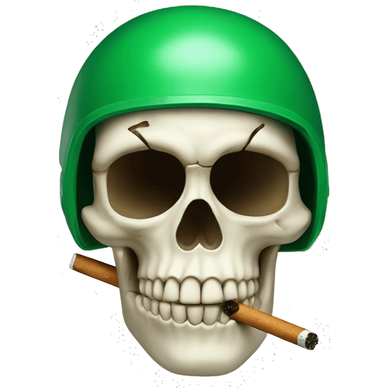 Skull with cigarrette and green helmet emoji