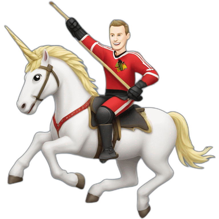 Jonathan Toews riding a unicorn emoji