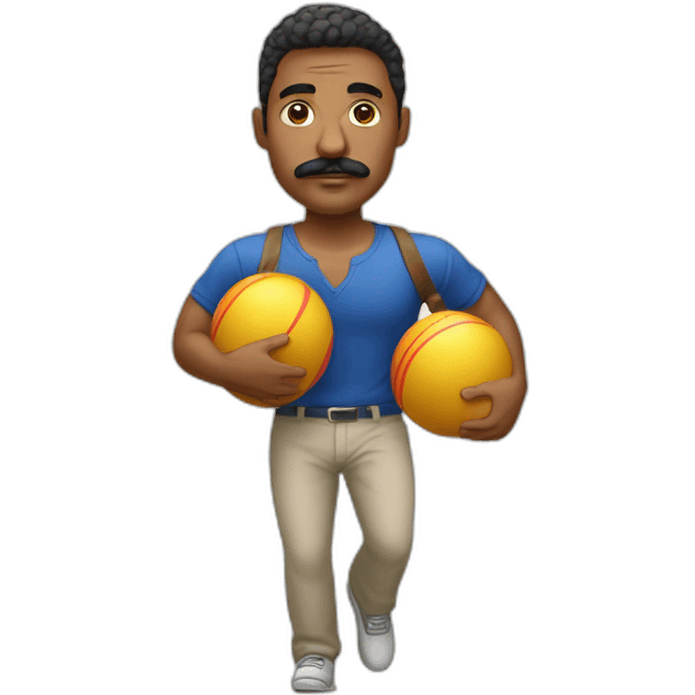  Expressively strenuously carrying heavy balls white Cuban Man with mustache emoji