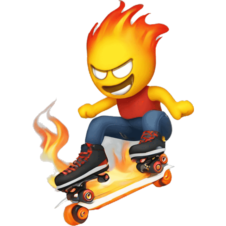 rollerblading with fire and thunder emoji