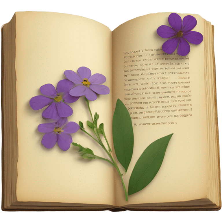 book with some pressed flowers on the pages realistic flowers pressing emoji