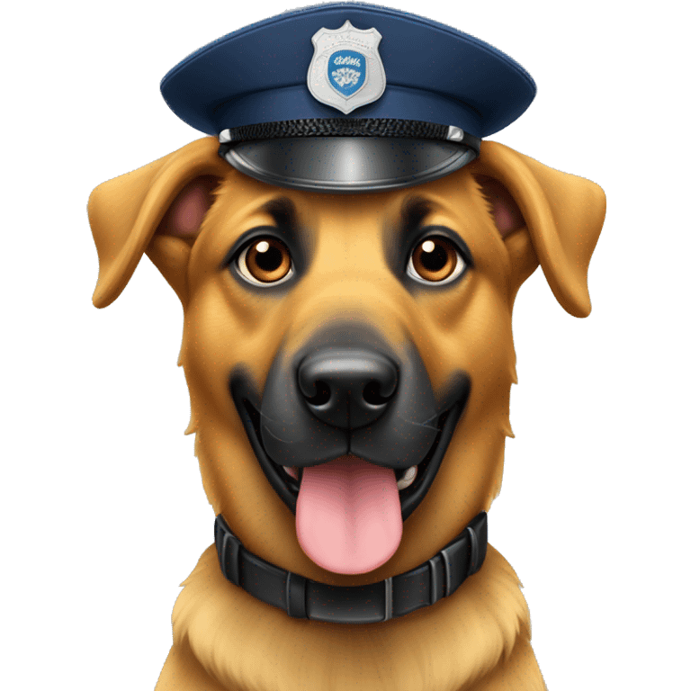 An belgian sheperd with a police cap emoji