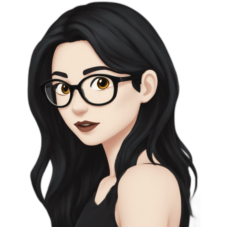 Anime+Cassandra+Goth-Woman-dark-hair-with-glasses-black-tshirt+perfectly-centered emoji