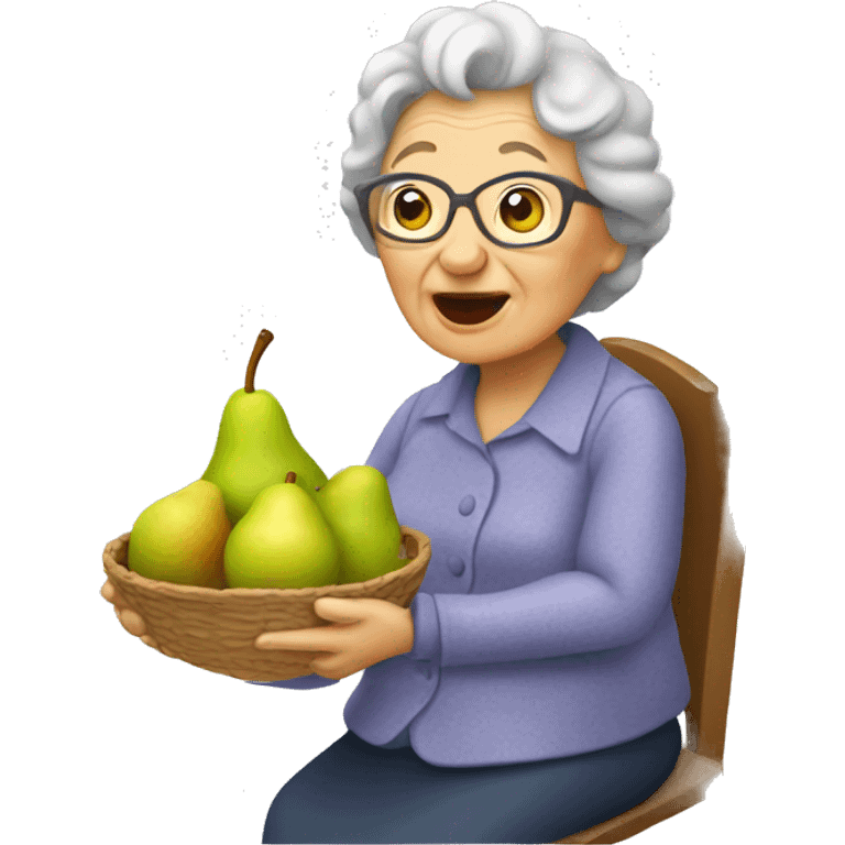 Grandma eating pear  emoji