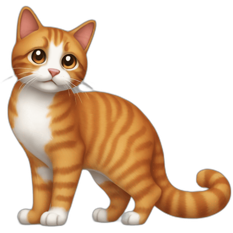 brown and orange cat long tail emoji