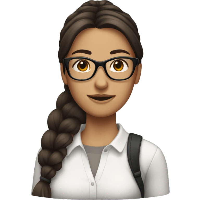 Brunette woman with ponytail wearing glasses emoji