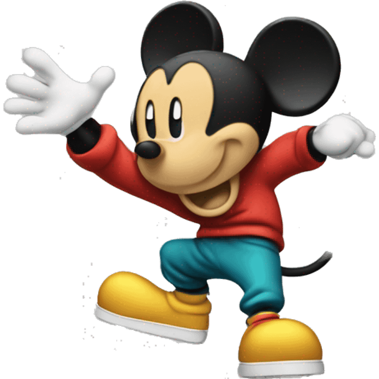 Micky mouse doing the dab emoji