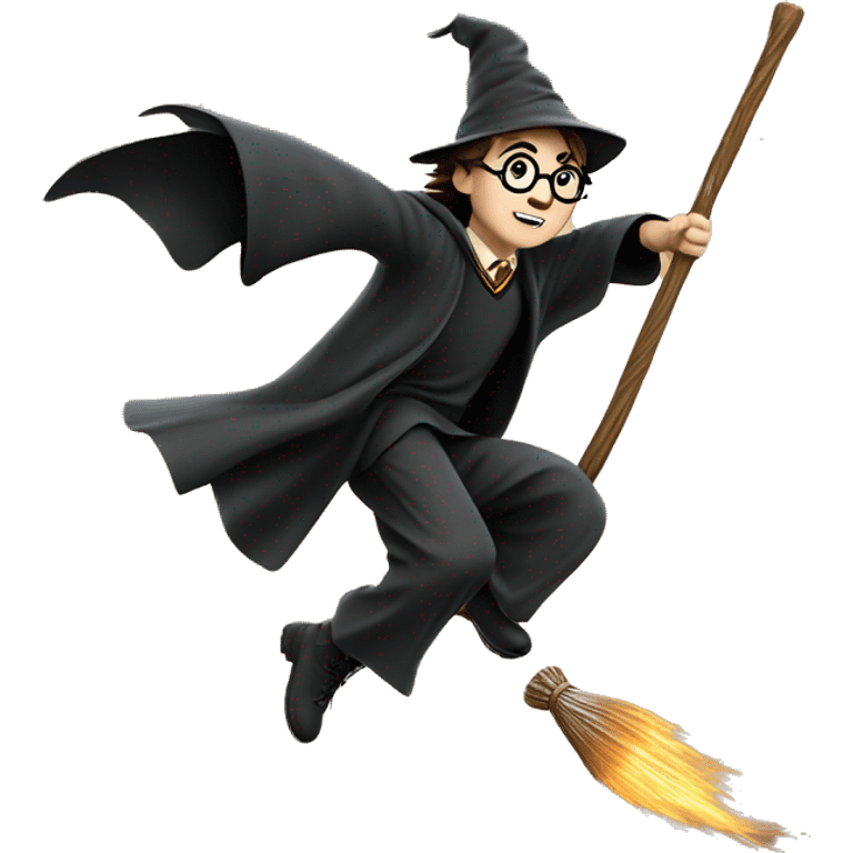 Harry Potter flying on broom emoji