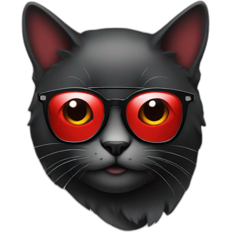 Gato negro con bufanda roja y lentes emoji