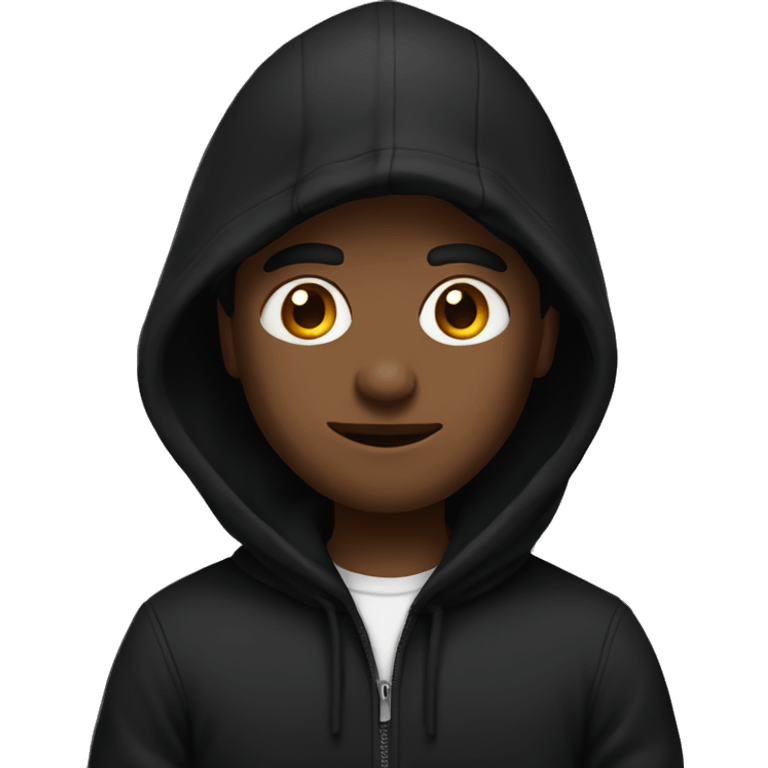 A guy wearing a black half hoodie  emoji