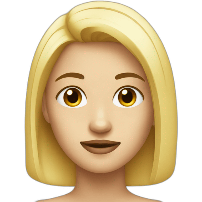 straight face blonde girl solid black eye sockets emoji