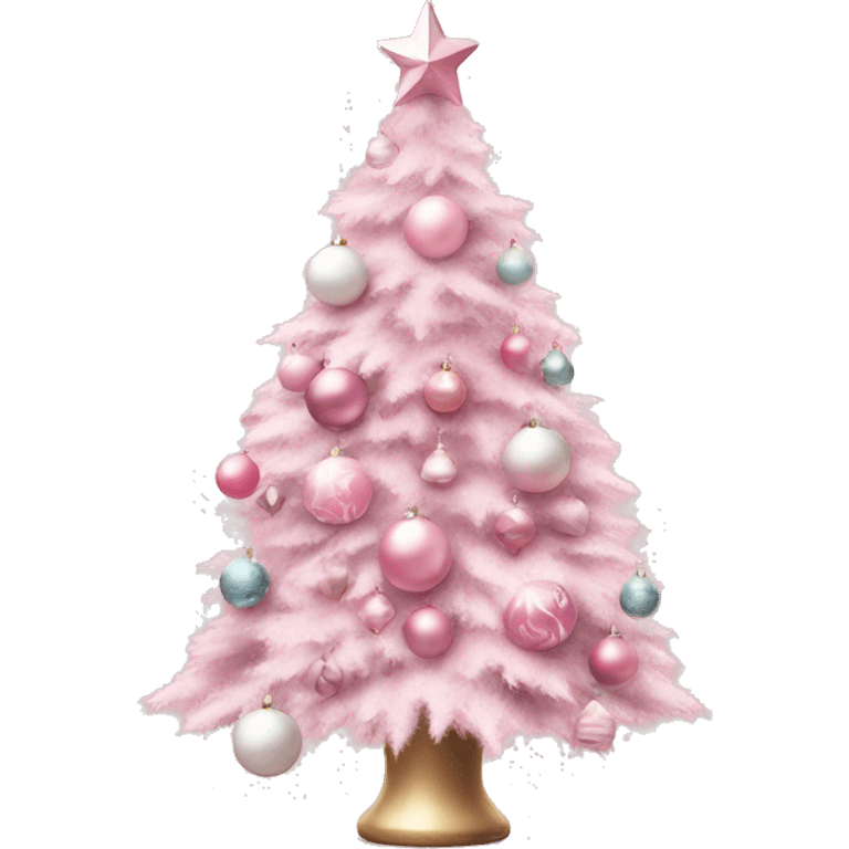 Pink pastel Christmas tree with pink and white ornaments  emoji