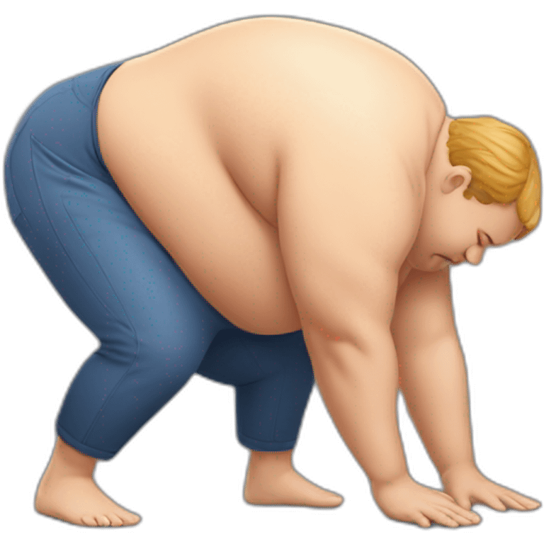 Obese man downward dog emoji