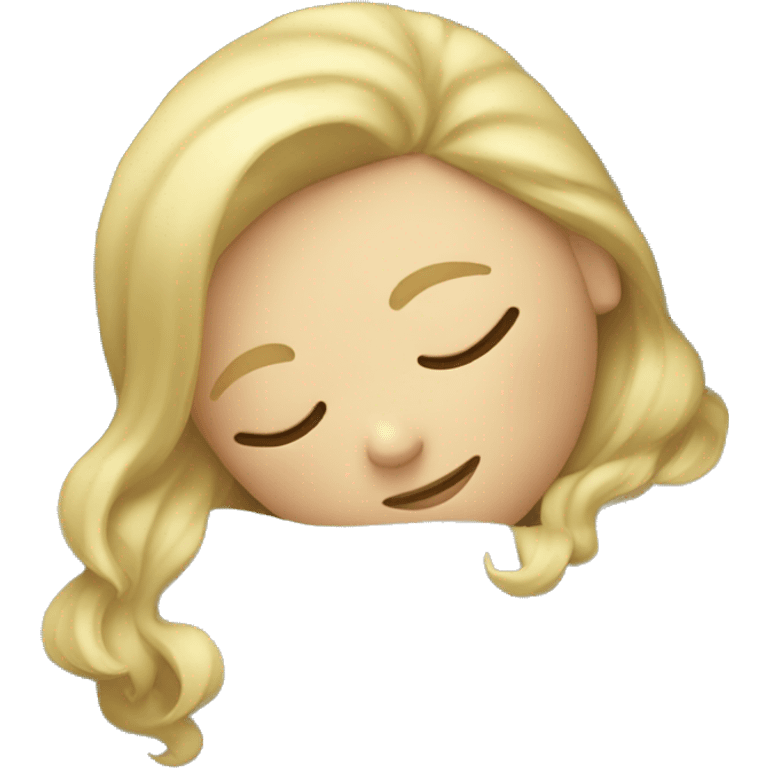 blonde girl sleeping on side with green blanket emoji