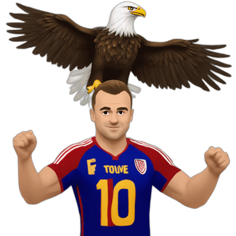 Xherdan Shaqiri making albanian eagle with hand  emoji