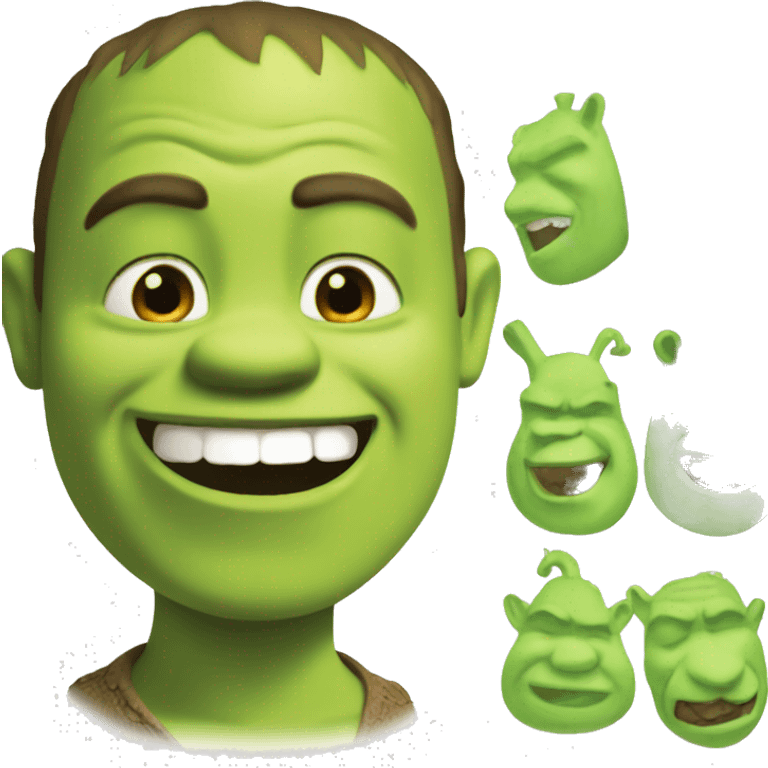 smiling shrek with green bone in his mouth emoji