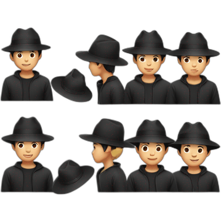 Chinese boys wear black hats emoji