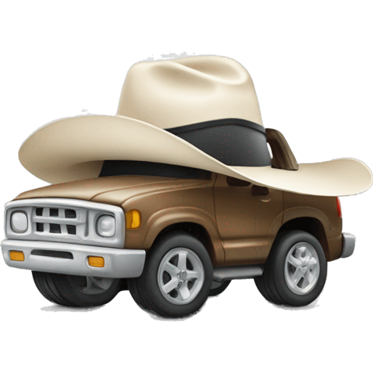 car wearing white cowboy hat emoji