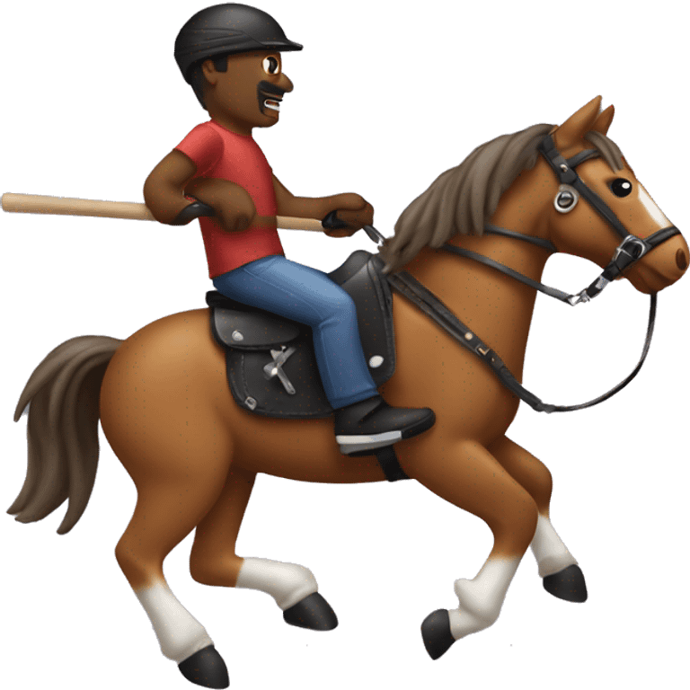 A biker rinding a stick horse emoji