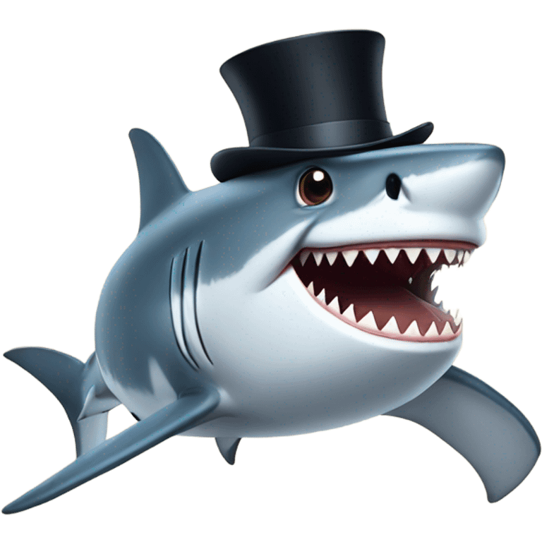 Shark with a top hat emoji