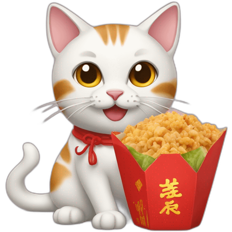 Cat eating Chinese takeout  emoji