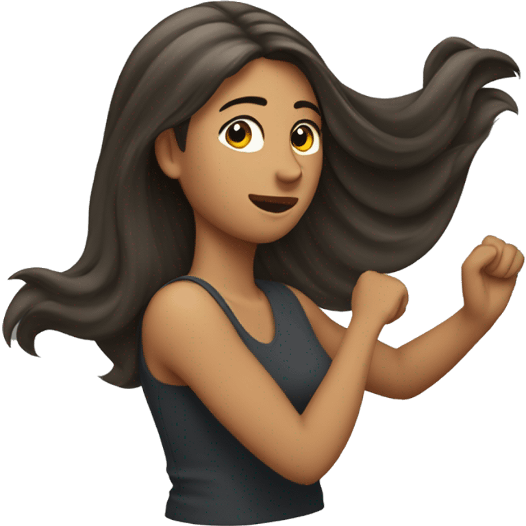 Woman throwing her hair back over her shoulder with her hand emoji