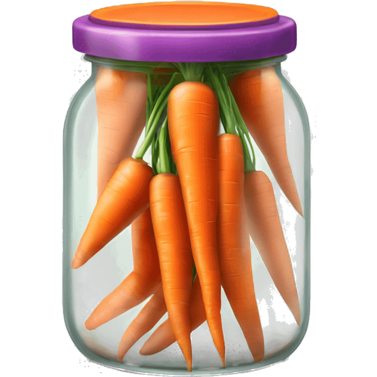 Realistic glass jar of carrots isolated. emoji