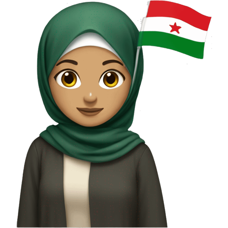 Hijabi girl holding Lebanese flag emoji