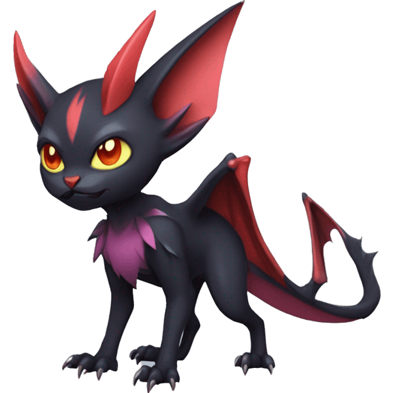  Kawaii Edgy Cool Vampiric Demonic Beautiful Noivern-Nargacuga-Litten with big Bat Ears full body emoji