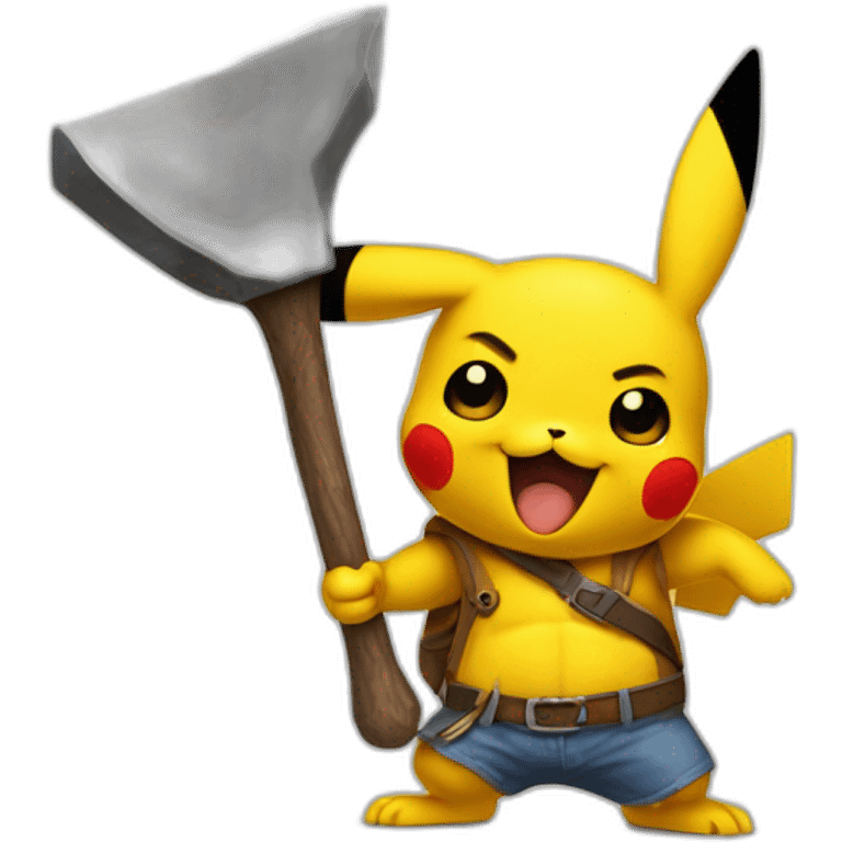 Looney Pikachu with a hand axe emoji