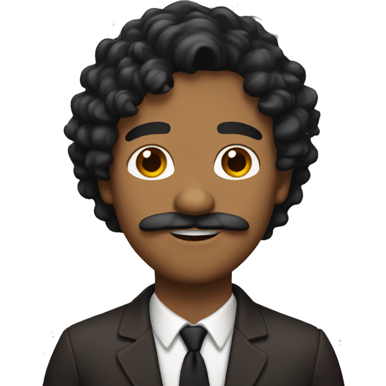 brown man with mustache and wavy black hair emoji