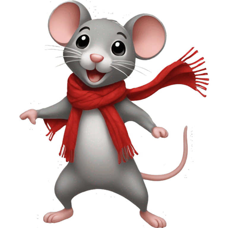 a dancing mouse with a scarf emoji