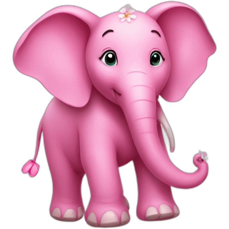 pink elephant with flower emoji