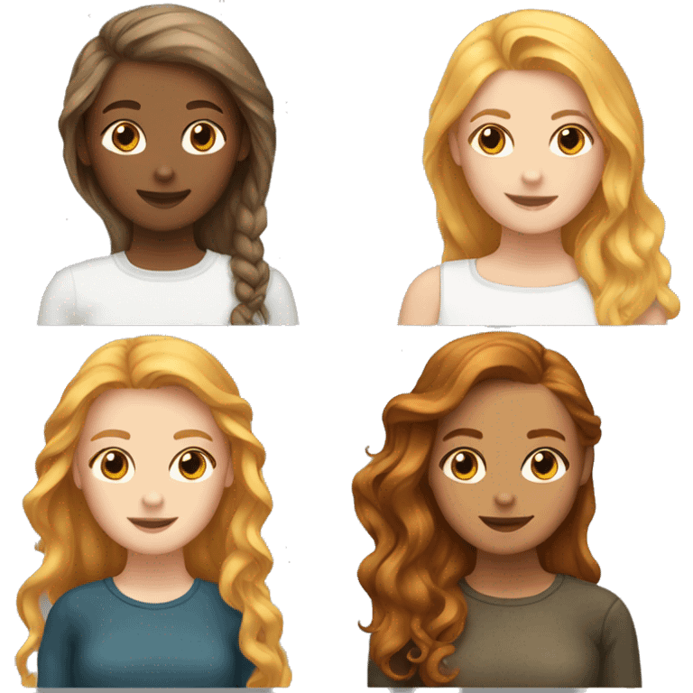 3 girls friends with blond brown and ginger hair emoji