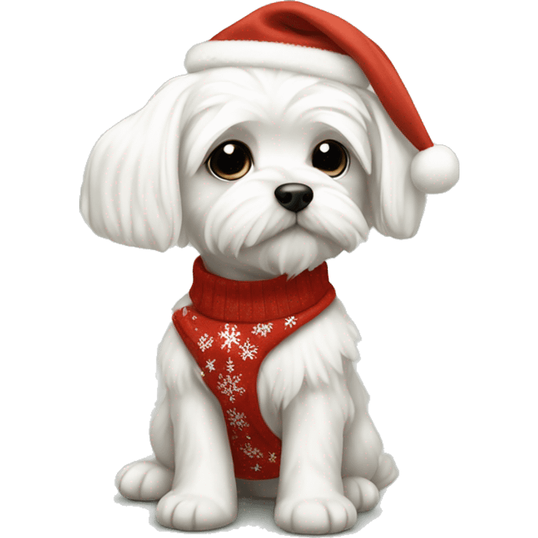 Maltese puppy with christmas clothes emoji