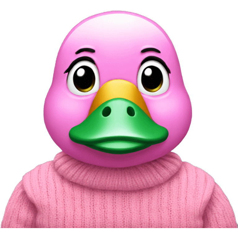 Duck wearing pink sweater emoji