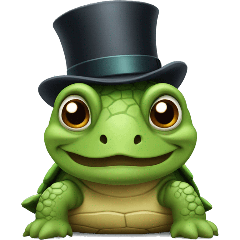 grumpy turtle with top hat emoji