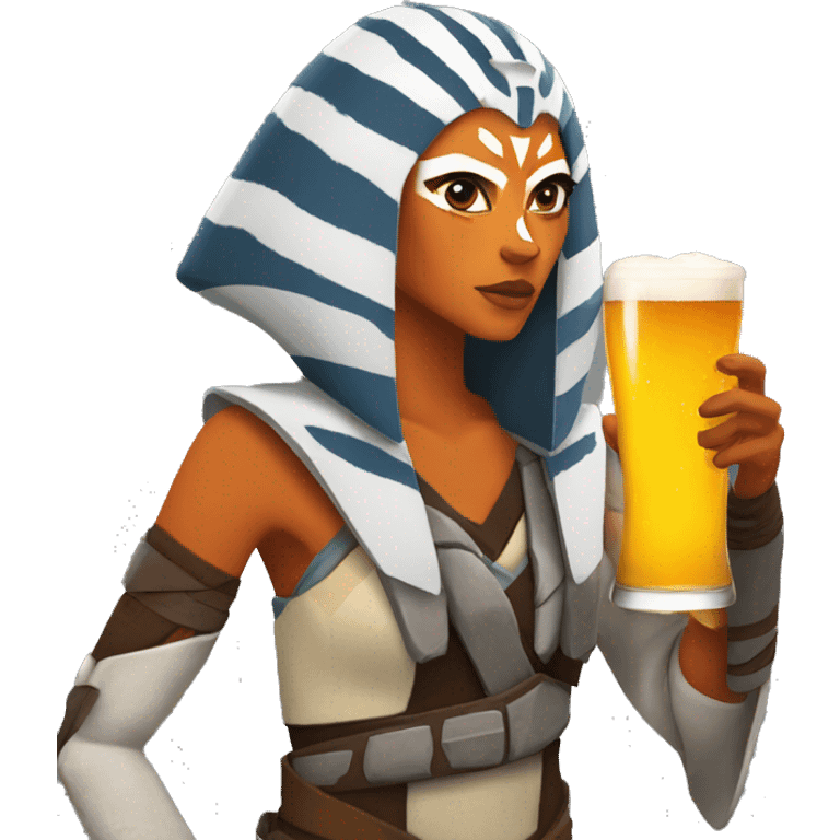 Ahsoka drinking a beer emoji