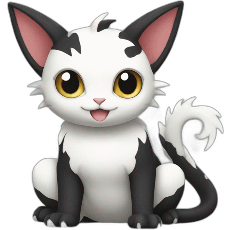 Sitting-Black-and-White-cat-dragon-type-pokemon emoji