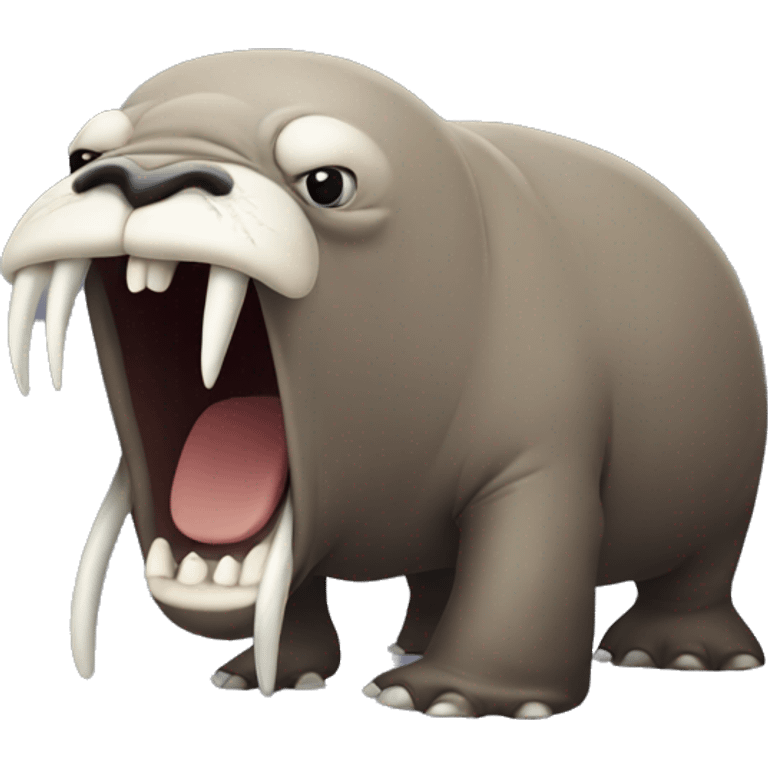 Angry walrus with big tusks emoji