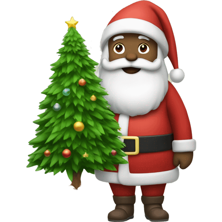 santa claus with a christmas tree emoji