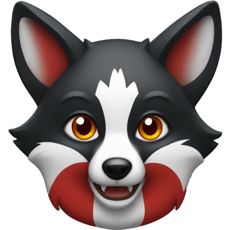 black fox with red and white accents emoji