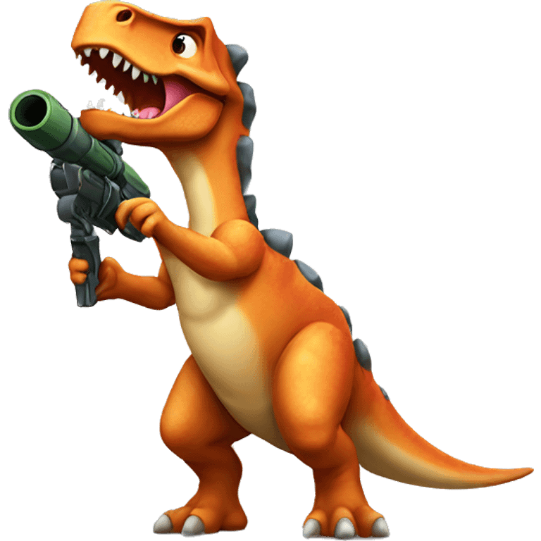 Dinosaur with rocket launcher emoji