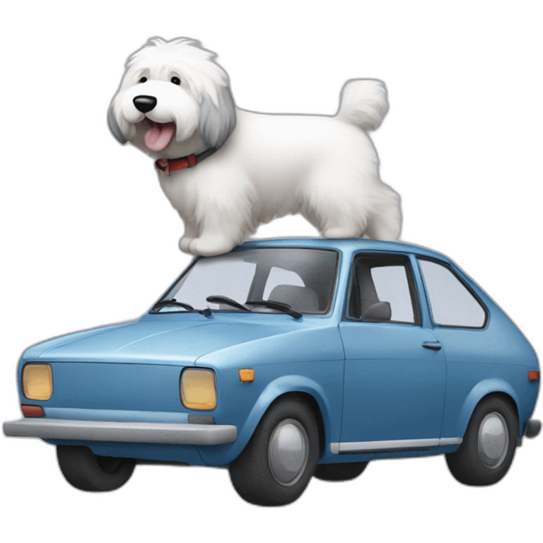 Sexy english sheepdog driving volkswagen polo emoji