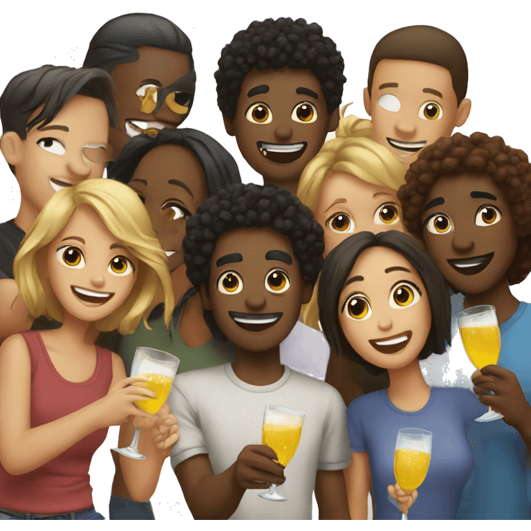 A group of friends celebrate the new year emoji