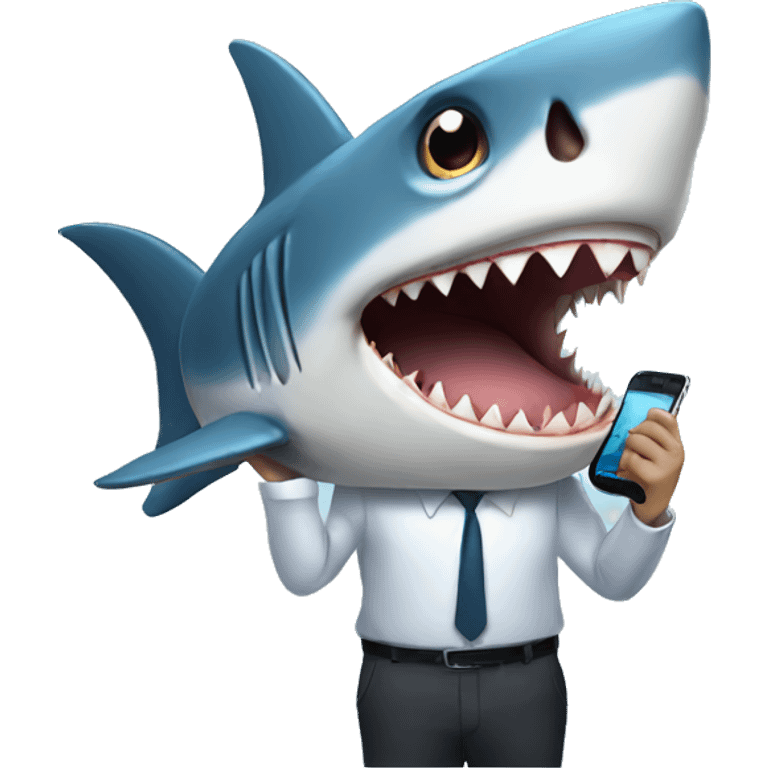 shark talking on the phone emoji